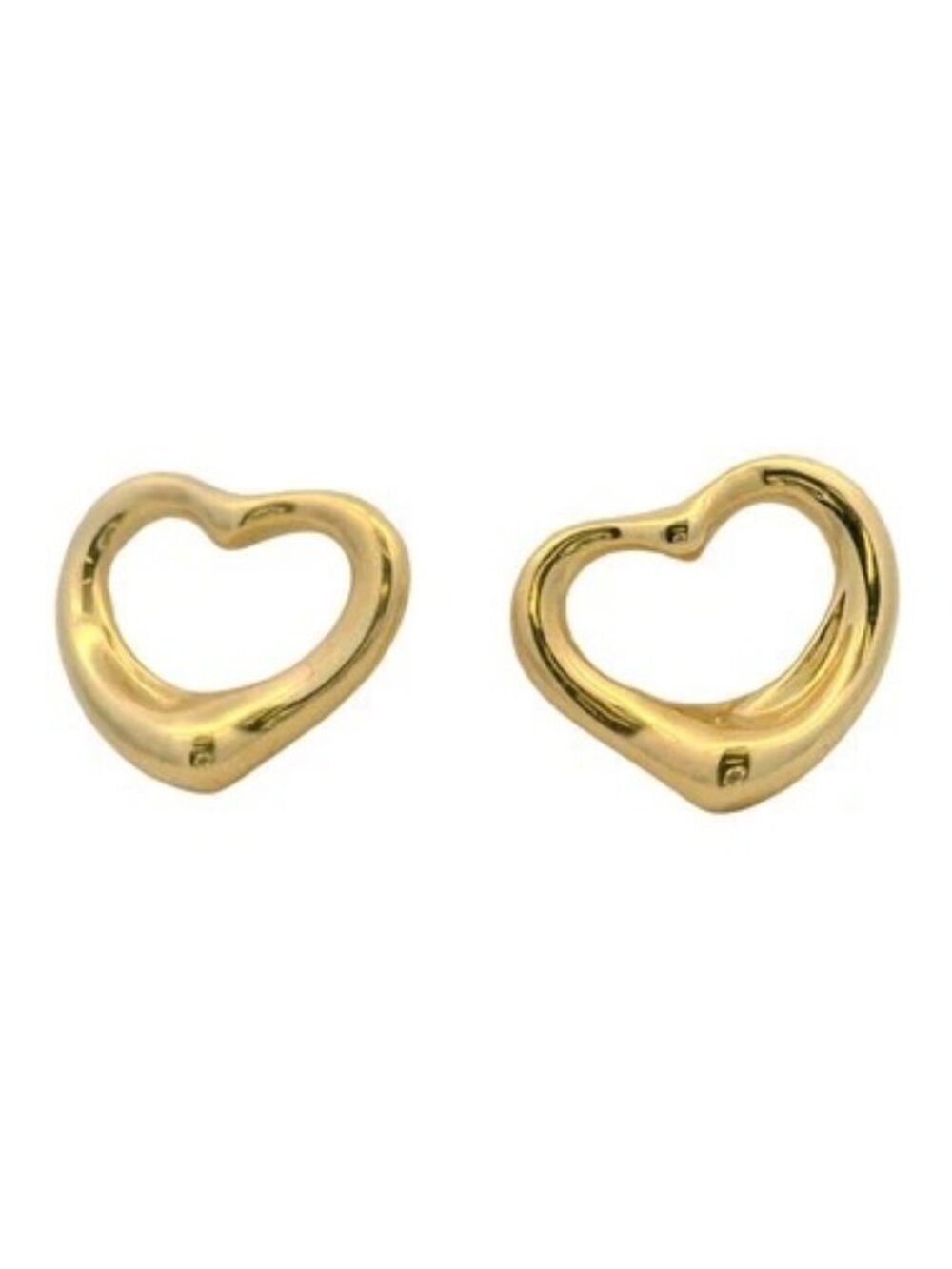 Tiffany & Co Solid 18kt Yellow Gold Elsa Peretti Open Heart 11mm Stud Earrings